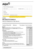 AQA GCSE Religious Studies B 8063&sol;2A Paper 2A Perspectives on Faith Themes Study Guide and Mark Scheme Review