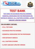 TEST BANK FOR ADVANCED PRACTICE NURSING&colon; ESSENTIAL KNOWLEDGE FOR THE PROFESSION 3RD EDITION BY DENISCO &vert; ALL CHAPTERS COVERED &vert; LATEST &lpar;2026&sol;2027&rpar; UPDATED VERSION