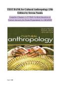 TEST BANK for Cultural Anthropology 13th Edition by Serena Nanda Complete Chapters 1-15 With Verified Questions & Correct Answers for Exam Preparation&vert; A&plus; GRADED 