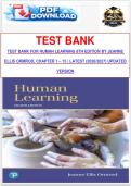 TEST BANK FOR HUMAN LEARNING 8TH EDITION BY JEANNE ELLIS ORMROD&comma; CHAPTER 1 &ndash; 15 &vert; LATEST &lpar;2026&sol;2027&rpar; UPDATED VERSION