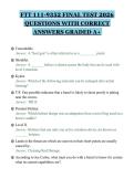 FTT 111-9352 FINAL TEST 2026&NewLine;QUESTIONS WITH CORRECT&NewLine;ANSWERS GRADED A&plus;