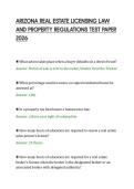 ARIZONA REAL ESTATE LICENSING LAW &NewLine;AND PROPERTY REGULATIONS TEST PAPER &NewLine;2026