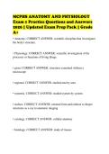MCPHS ANATOMY AND PHYSIOLOGY&NewLine;Exam 1 Practice Questions and Answers&NewLine;2026 &vert; Updated Exam Prep Pack &vert; Grade&NewLine;A&plus;