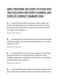 ARMY PERSONNEL RECOVERY 101 EXAM HIGH&NewLine;YIELD ISOLATION&comma; RECOVERY PLANNING&comma; AND &NewLine;CODE OF CONDUCT SUMMARY 2026