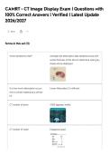CAMRT - CT Image Display Exam &vert; Questions with&NewLine;100&percnt; Correct Answers &vert; Verified &vert; Latest Update&NewLine;2026&sol;2027