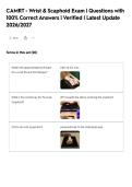CAMRT - Wrist & Scaphoid Exam &vert; Questions with&NewLine;100&percnt; Correct Answers &vert; Verified &vert; Latest Update&NewLine;2026&sol;2027