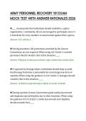 ARMY PERSONNEL RECOVERY 101 EXAM &NewLine;MOCK TEST WITH ANSWER RATIONALES 2026