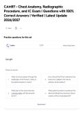 CAMRT - Chest Anatomy&comma; Radiographic&NewLine;Procedure&comma; and IC Exam &vert; Questions with 100&percnt;&NewLine;Correct Answers &vert; Verified &vert; Latest Update&NewLine;2026&sol;2027