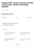 Possible CAMRT - QC Exam &vert; Questions with 100&percnt;&NewLine;Correct Answers &vert; Verified &vert; Latest Update&NewLine;2026&sol;2027