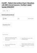 CAMRT - Patient Interventions Exam &vert; Questions&NewLine;with 100&percnt; Correct Answers &vert; Verified &vert; Latest&NewLine;Update 2026&sol;2027