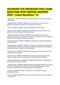 COLORADO LIFE INSURANCE FINAL EXAM&NewLine;QUESTIONS WITH VERIFIED ANSWERS&NewLine;2026 &vert; Latest Questions &vert; A&plus;