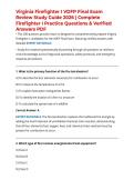 Virginia Firefighter I VDFP Final Exam Review Study Guide 2026 &vert; Complete Firefighter I Practice Questions & Verified Answers PDF