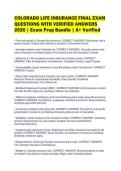 COLORADO LIFE INSURANCE FINAL EXAM&NewLine;QUESTIONS WITH VERIFIED ANSWERS&NewLine;2026 &vert; Exam Prep Bundle &vert; A&plus; Verified