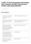 CAMRT - CTVirtual Colonoscopy&sol; Interventional&NewLine;Exam &vert; Questions with 100&percnt; Correct Answers &vert;&NewLine;Verified &vert; Latest Update 2026&sol;2027&NewLine;