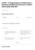 CAMRT - CT Image Quality and Artifacts Exam &vert;&NewLine;Questions with 100&percnt; Correct Answers &vert; Verified &vert;&NewLine;Latest Update 2026&sol;2027