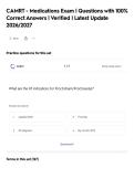 CAMRT - Medications Exam &vert; Questions with 100&percnt;&NewLine;Correct Answers &vert; Verified &vert; Latest Update&NewLine;2026&sol;2027