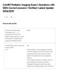 CAMRT Pediatric Imaging Exam &vert; Questions with&NewLine;100&percnt; Correct Answers &vert; Verified &vert; Latest Update&NewLine;2026&sol;2027