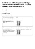 CAMRT Knee & Patella Projections &plus; Critique&NewLine;Exam &vert; Questions with 100&percnt; Correct Answers &vert;&NewLine;Verified &vert; Latest Update 2026&sol;2027