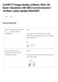 CAMRT CT Image Quality&comma; Artifacts&comma; Pitch&comma; QC&NewLine;Exam &vert; Questions with 100&percnt; Correct Answers &vert;&NewLine;Verified &vert; Latest Update 2026&sol;2027