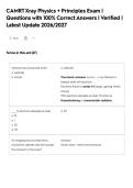 CAMRTXray Physics &plus; Principles Exam &vert;&NewLine;Questions with 100&percnt; Correct Answers &vert; Verified &vert;&NewLine;Latest Update 2026&sol;2027