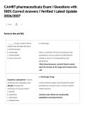 CAMRT pharmaceuticals Exam &vert; Questions with&NewLine;100&percnt; Correct Answers &vert; Verified &vert; Latest Update&NewLine;2026&sol;2027