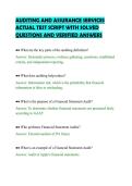 AUDITING AND ASSURANCE SERVICES &NewLine;ACTUAL TEST SCRIPT WITH SOLVED &NewLine;QUESTIONS AND VERIFIED ANSWERS 