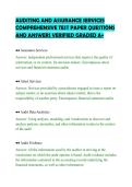 AUDITING AND ASSURANCE SERVICES &NewLine;COMPREHENSIVE TEST PAPER QUESTIONS &NewLine;AND ANSWERS VERIFIED GRADED A&plus; 