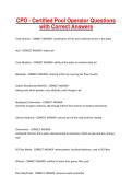 CPO - Certified Pool Operator Questions with Correct Answers