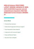 HESI A2 Entrance PROCTORED LATEST VERIFIED VERSION OF -2026-2027- EXAM With Expected real and comprehensive Questions With Well Elaborated Correct Answers GRADED A&plus;&period;