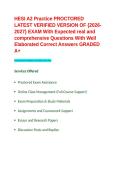 HESI A2 Practice PROCTORED LATEST VERIFIED VERSION OF -2026-2027- EXAM With Expected real and comprehensive Questions With Well Elaborated Correct Answers GRADED A&plus;&period;