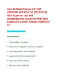 Hesi A2 Math Practice LATEST VERIFIED VERSION OF 2026&sol;2027 With Comprehensive Questions and well elaborated correct answers Graded A&plus;&NewLine;