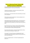 Intro to Nursing Study Guide with Verified Answers 2026&sol;2027
