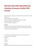 Wisconsin &lpar;WI&rpar; HVAC QUALIFIER Exam &lpar;Questions & Answers&rpar; Verified 100&percnt; Correct&excl;&excl;