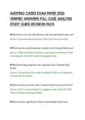 AUDITING CASES EXAM PAPER 2026 &NewLine;VERIFIED ANSWERS FULL CASE ANALYSIS &NewLine;STUDY GUIDE REVISION PACK 