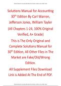 Solutions Manual For Accounting 30th Edition By Carl Warren&comma; Jefferson Jones&comma; William Tayler
