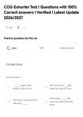 COG Exhorter Test &vert; Questions with 100&percnt;&NewLine;Correct Answers &vert; Verified &vert; Latest Update&NewLine;2026&sol;2027