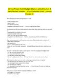 Driving Theory Test &lpar;Multiple Choice&rpar; with all Correct & 100&percnt; Verified Answers &vert;Actual Complete Exam &vert;Already Graded A&plus;