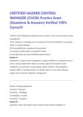 CERTIFIED HAZARD CONTROL&NewLine;MANAGER &lpar;CHCM&rpar; Practice Exam&NewLine;&lpar;Questions & Answers&rpar; Verified 100&percnt;&NewLine;Correct&excl;&excl;