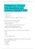 Phlebotomy Practice Test Questions and Answers Updated 2026