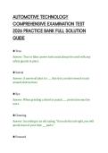 AUTOMOTIVE TECHNOLOGY &NewLine;COMPREHENSIVE EXAMINATION TEST &NewLine;2026 PRACTICE BANK FULL SOLUTION &NewLine;GUIDE 