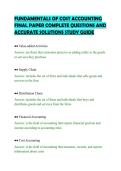 FUNDAMENTALS OF COST ACCOUNTING&NewLine;FINAL PAPER COMPLETE QUESTIONS AND&NewLine;ACCURATE SOLUTIONS STUDY GUIDE