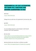 FUNDAMENTALS OF COST ACCOUNTING&NewLine;TEST BANK FULL QUESTIONS AND&NewLine;ANSWERS GUARANTEED TO PASS