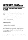 FUNDAMENTALS OF FINANCIAL&NewLine;MANAGEMENT 16TH EDITION BRIGHAM&NewLine;AND HOUSTON COMPREHENSIVE REVIEW&NewLine;2026 FULL QUESTIONS AND VERIFIED&NewLine;ANSWERS