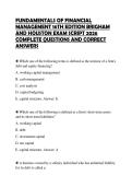 FUNDAMENTALS OF FINANCIAL&NewLine;MANAGEMENT 16TH EDITION BRIGHAM&NewLine;AND HOUSTON EXAM SCRIPT 2026&NewLine;COMPLETE QUESTIONS AND CORRECT&NewLine;ANSWERS