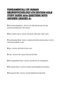 FUNDAMENTALS OF HUMAN&NewLine;NEUROPSYCHOLOGY 8TH EDITION KOLB&NewLine;STUDY GUIDE 2026 QUESTIONS WITH&NewLine;ANSWERS GRADED A&plus;