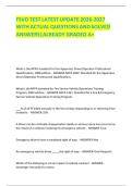 FSVO TEST LATEST UPDATE 2026-2027 &NewLine;WITH ACTUAL QUESTIONS AND SOLVED &NewLine;ANSWERS&vert;ALREADY GRADED A&plus; 