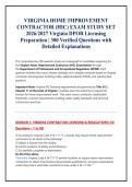 Virginia Home Improvement Contractor &lpar;HIC&rpar; Exam 2026&sol;2027 &vert; DPOR Licensing Prep &vert; 300 Verified Q&A with Detailed Explanations
