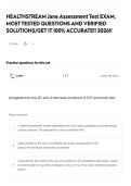 HEALTHSTREAM Jane Assessment Test EXAM&comma; MOST TESTED QUESTIONS AND VERIFIED SOLUTIONS&sol;GET IT 100&percnt; ACCURATE&excl;&excl;  2026&excl;&excl; 