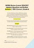 NORA Study Guide Compilation BUNDLE &lpar;Latest 2026&sol;2027 Update&rpar; Questions and Verified Answers &vert; 100&percnt; Correct &vert; Grade A