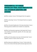 FUNDAMENTALS OF HUMAN&NewLine;PHYSIOLOGY FINAL EXAM PREPARATION&NewLine;2026 ACCURATE QUESTIONS AND&NewLine;ANSWERS